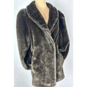 Vintage Faux Fur Coat Size 10 Medium Chocolate Brown Old Hollywood Mob Wife USA